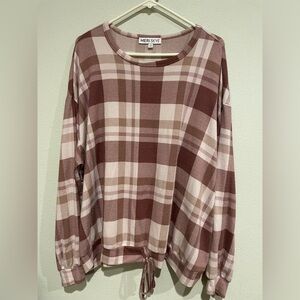 Women’s plus Meri Skye mauve plaid super soft shirt. Size 2X